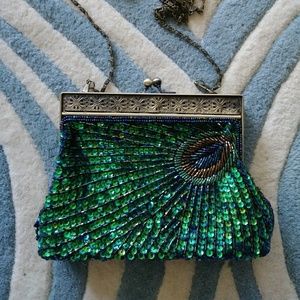Peacock sequin evening bag/purse